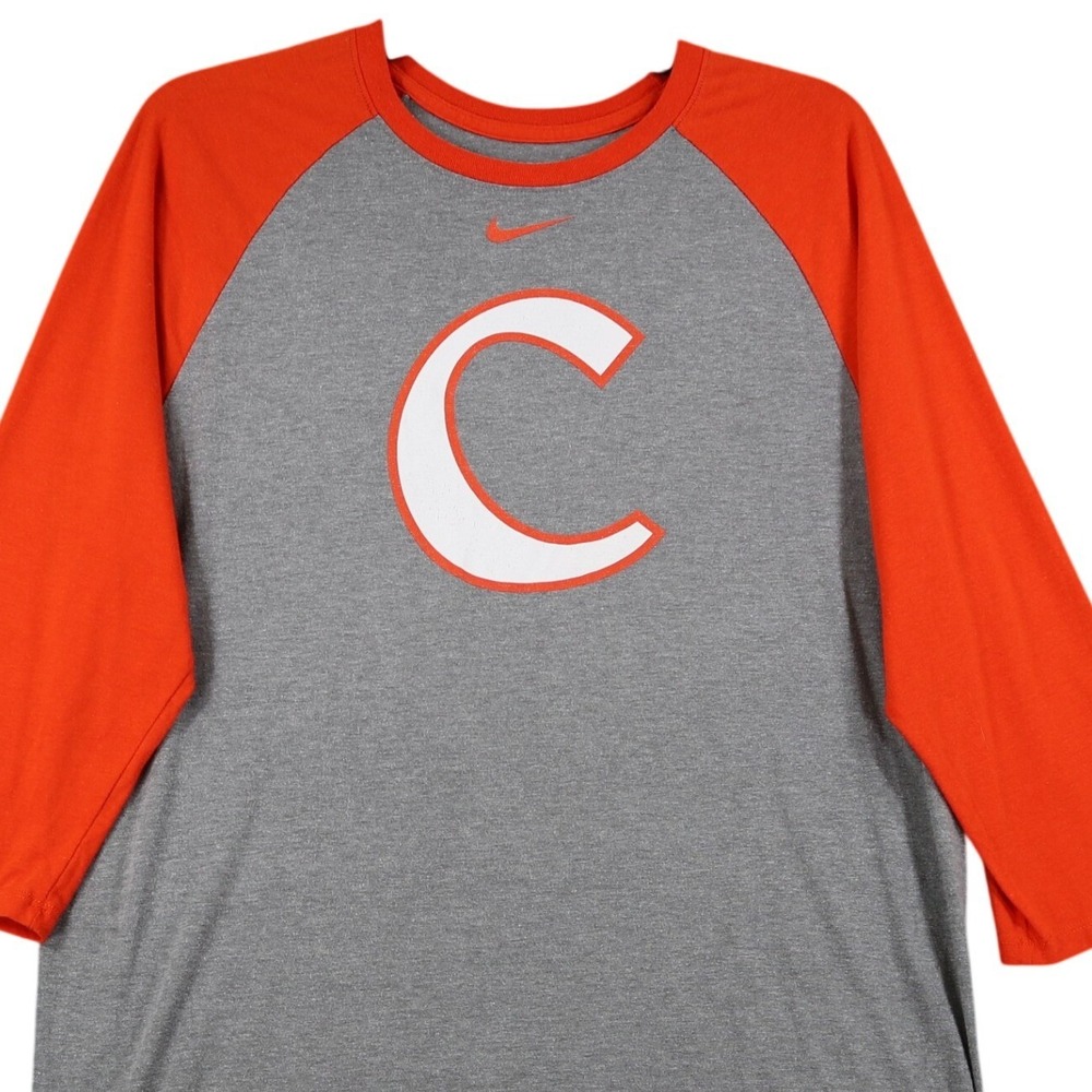 Clemson University Tigers Nike Raglan Shirt Mens L Baseball Tee Center Swoosh